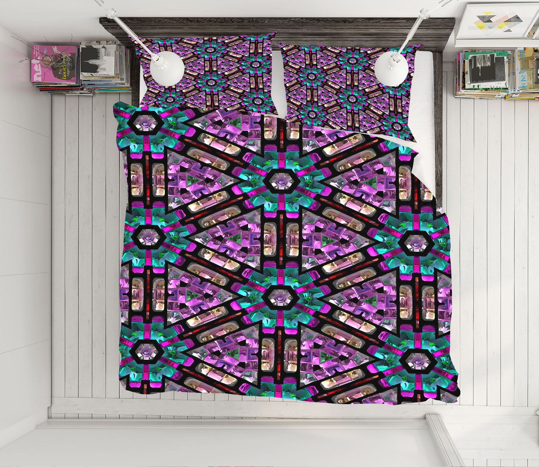 3D Purple Pattern 13199 Bed Pillowcases Quilt