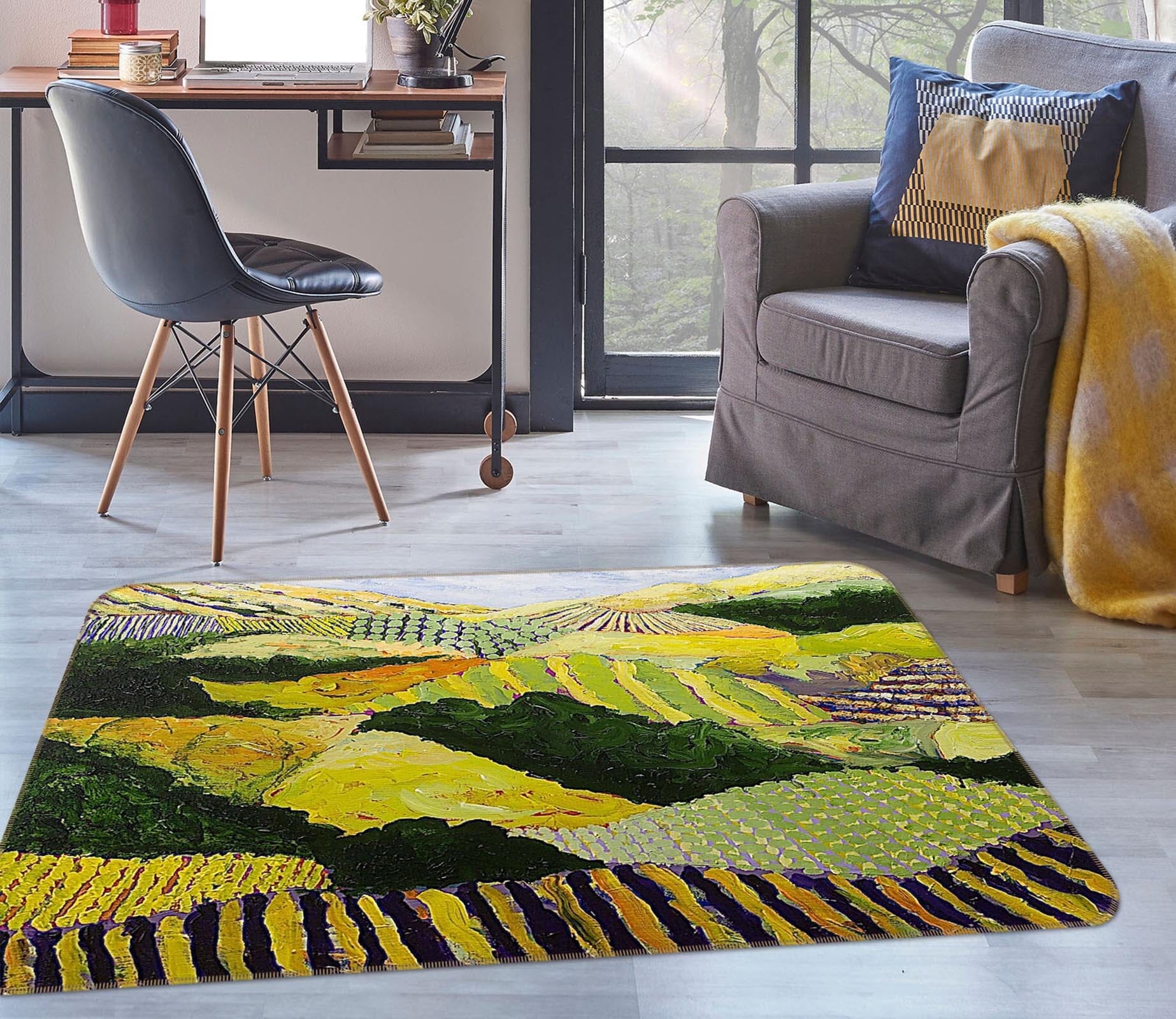 3D Delta Fields 1022 Allan P. Friedlander Rug Non Slip Rug Mat Mat AJ Creativity Home 