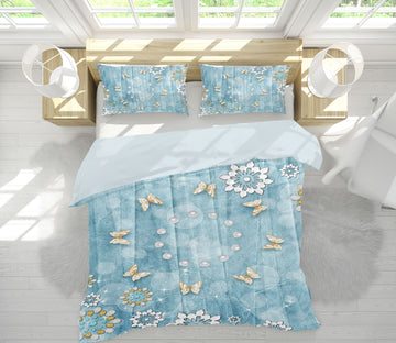 3D Blue Butterfly 13088 Bed Pillowcases Quilt
