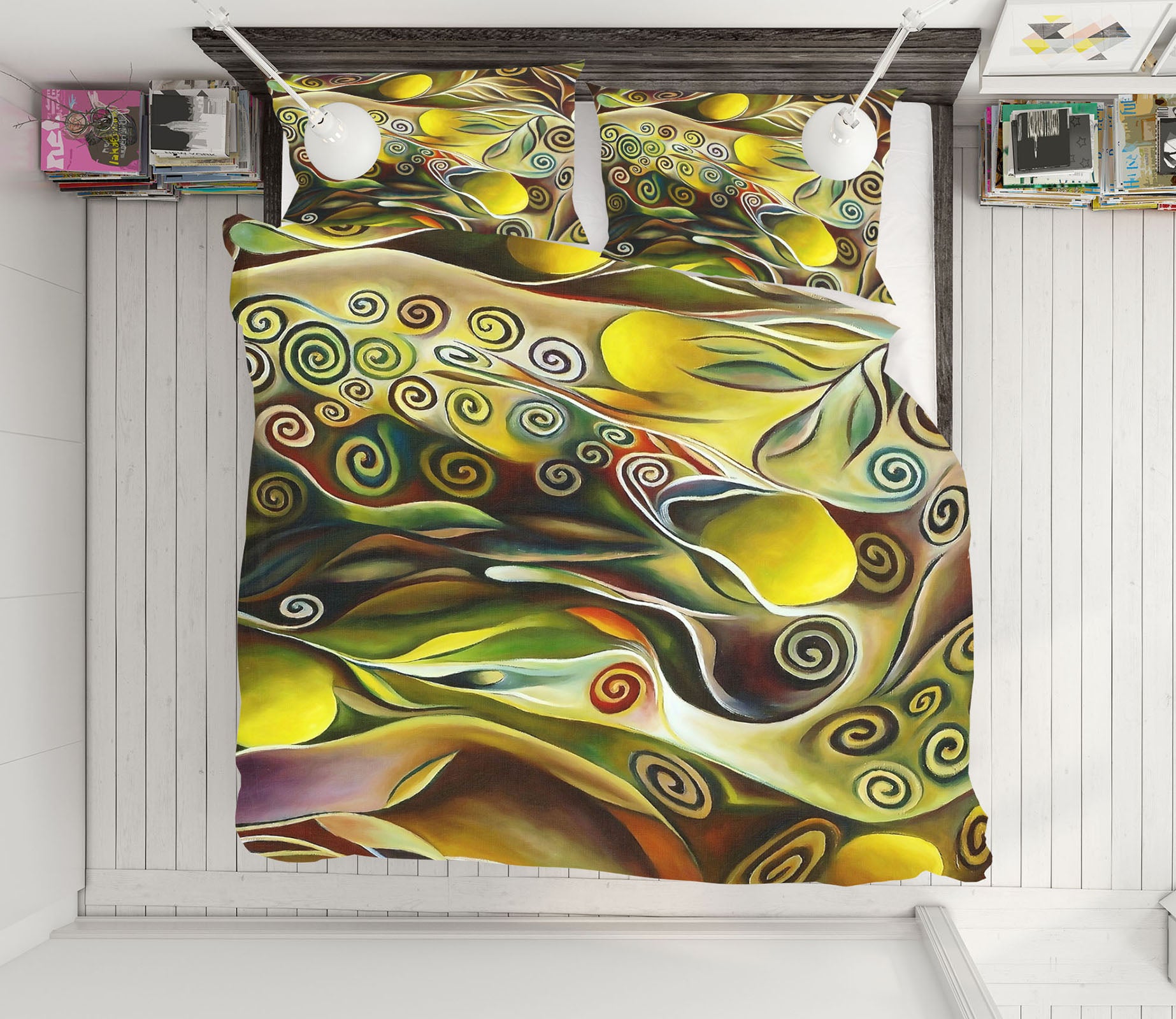 3D Golden Pattern 12158 Bed Pillowcases Quilt