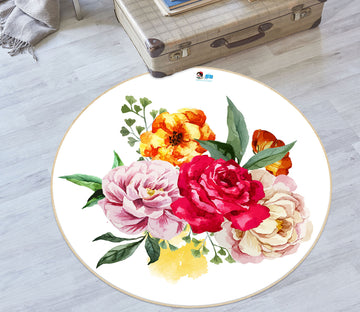 3D Bouquet 74207 Round Non Slip Rug Mat