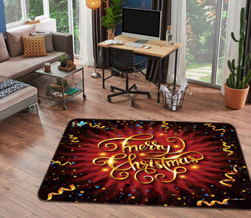 3D Golden Letters 55112 Christmas Non Slip Rug Mat Xmas