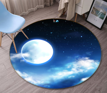 3D Moon Clouds 81031 Round Non Slip Rug Mat
