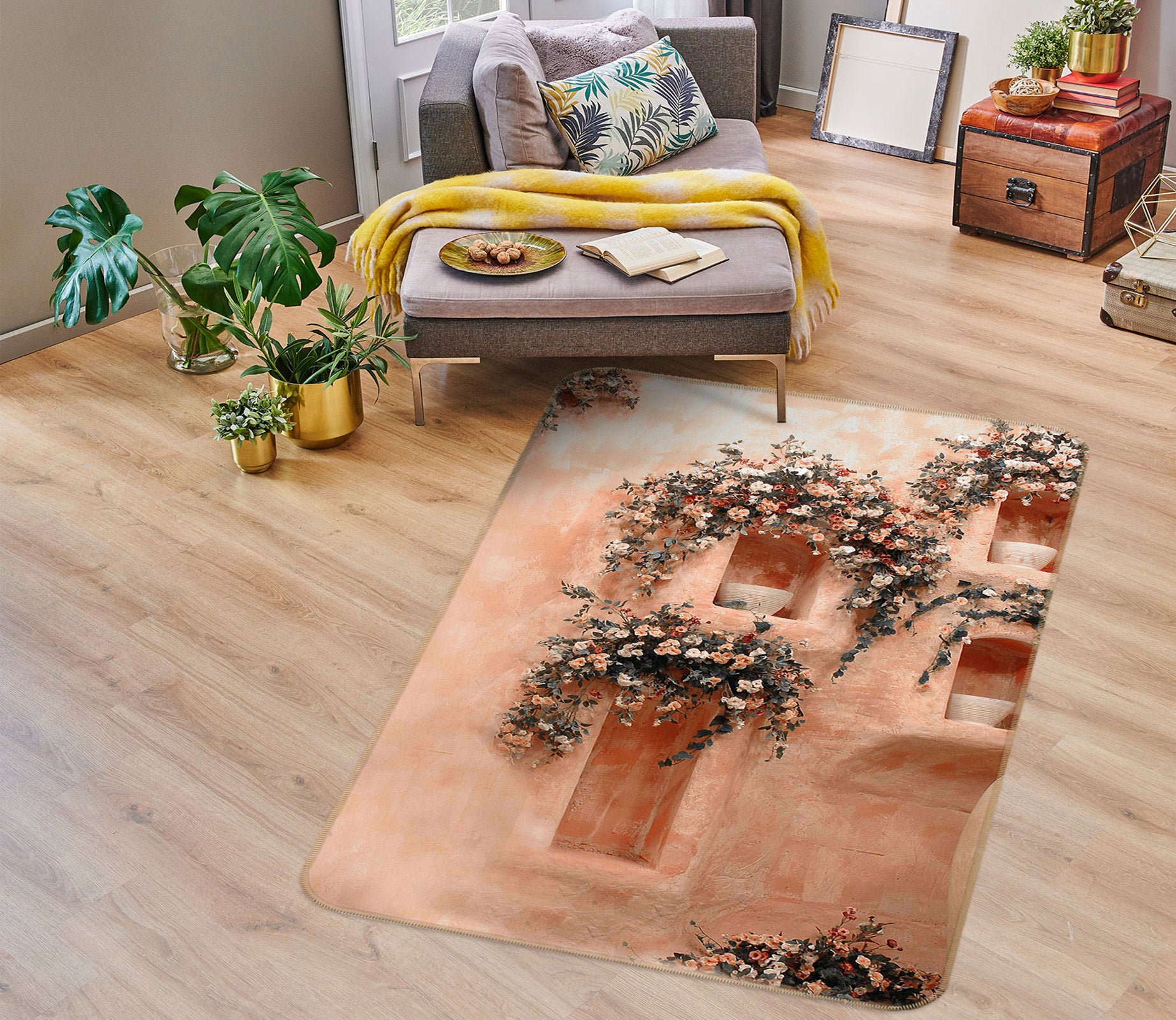3D Flower Doors Windows 76085 Non Slip Rug Mat
