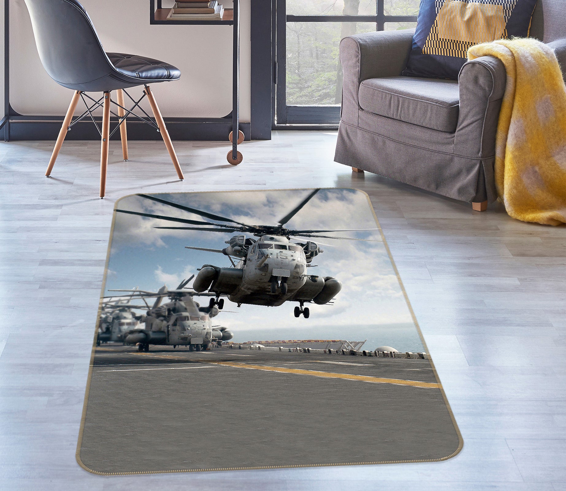3D Helicopter 76081 Non Slip Rug Mat