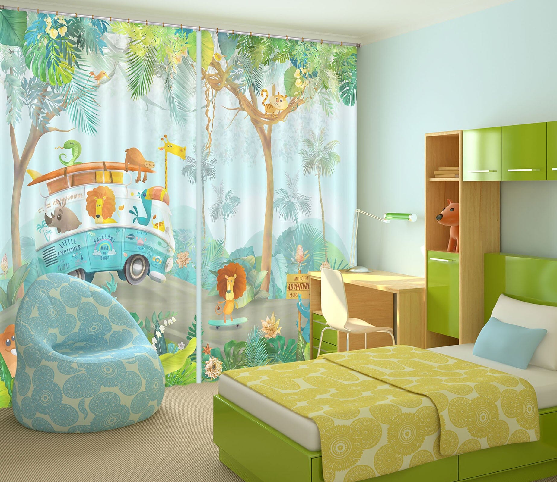 3D Forest Car 750 Curtains Drapes Wallpaper AJ Wallpaper 