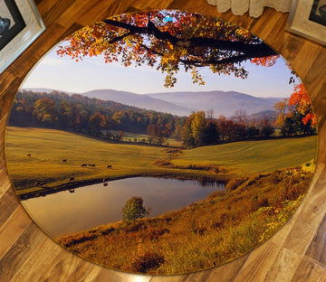 3D Yellow Trees 74070 Round Non Slip Rug Mat