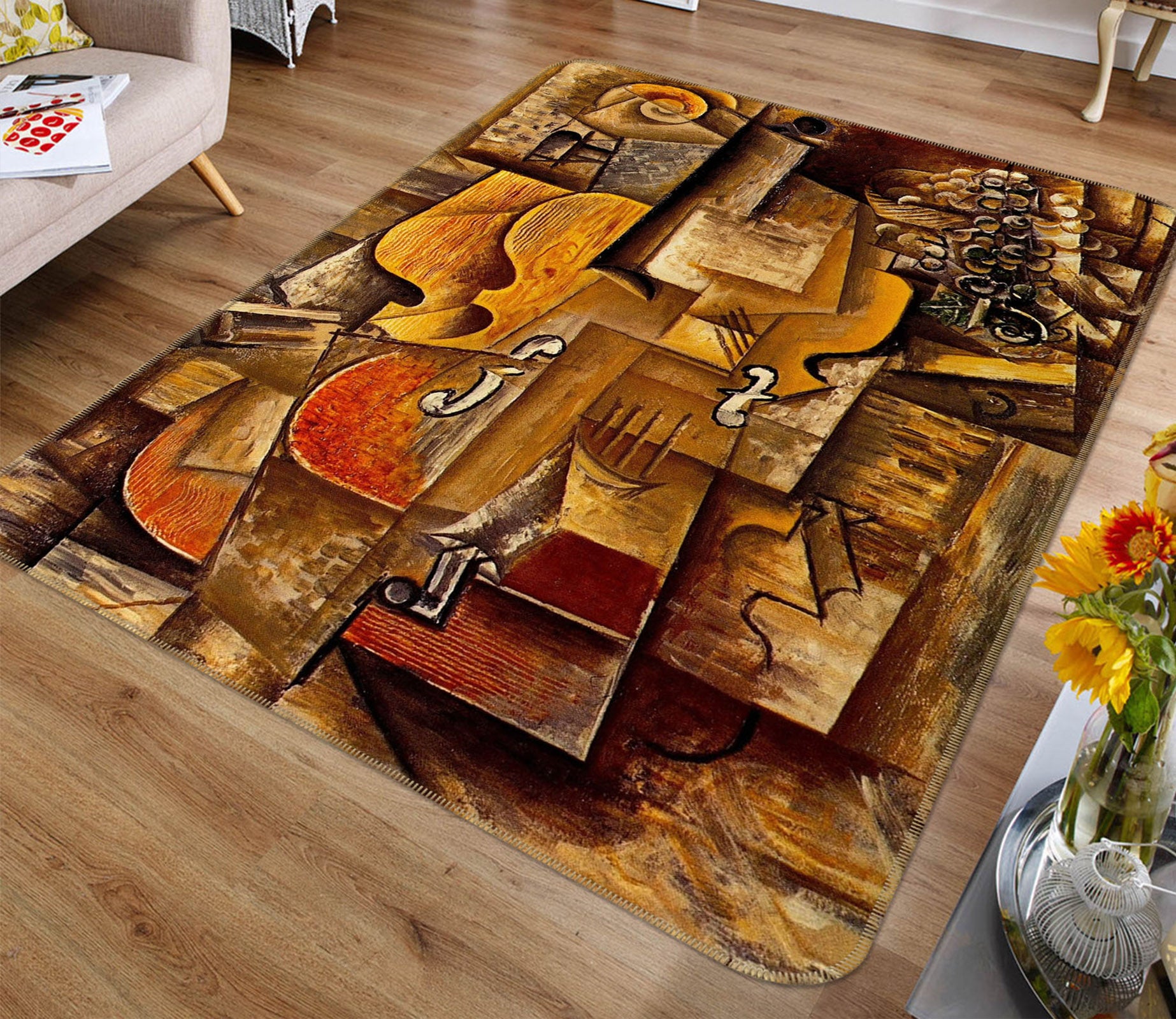 3D Violin 33186 Non Slip Rug Mat