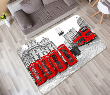 3D Red Phone Booth Bus 68067 Vehicle Non Slip Rug Mat