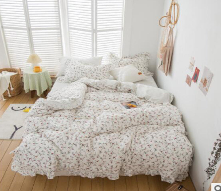 3D White Floral 40314 Bed Pillowcases Quilt