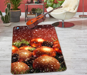 3D Golden Ball 55130 Christmas Non Slip Rug Mat Xmas
