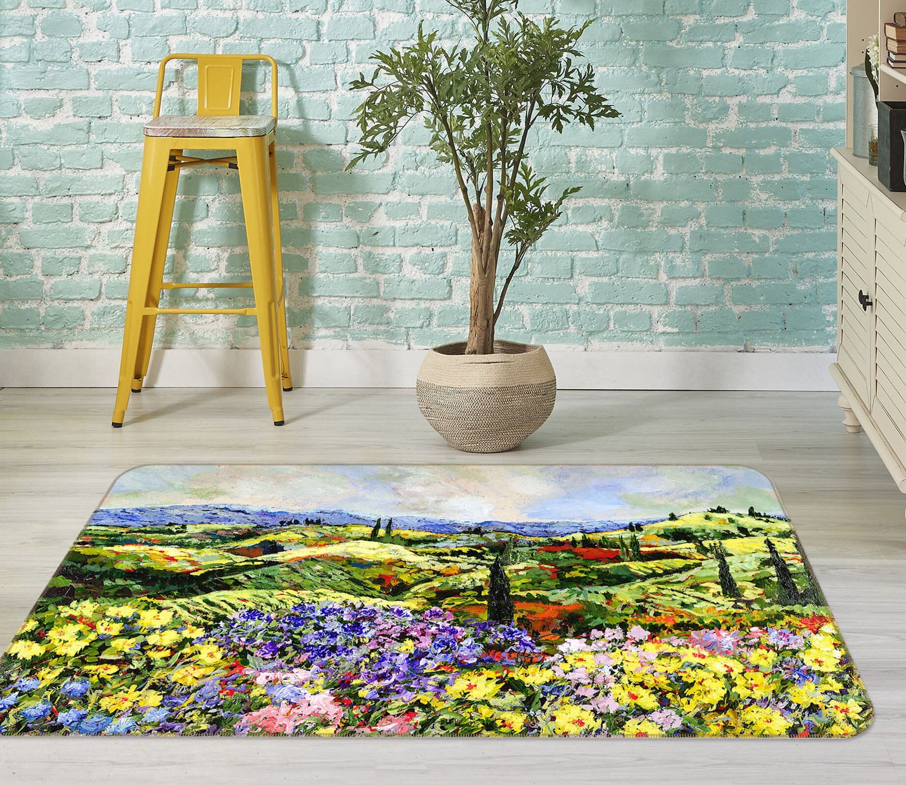 3D Summer Garden 1007 Allan P. Friedlander Rug Non Slip Rug Mat Mat AJ Creativity Home 