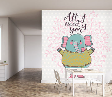 3D Blue Elephant 1008 Wall Murals Wallpaper AJ Wallpaper 2 