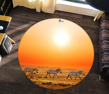 3D Zebra 38097 Animal Round Non Slip Rug Mat