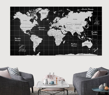 3D Gray Pattern 242 World Map Wall Sticker Wallpaper AJ Wallpaper 2 
