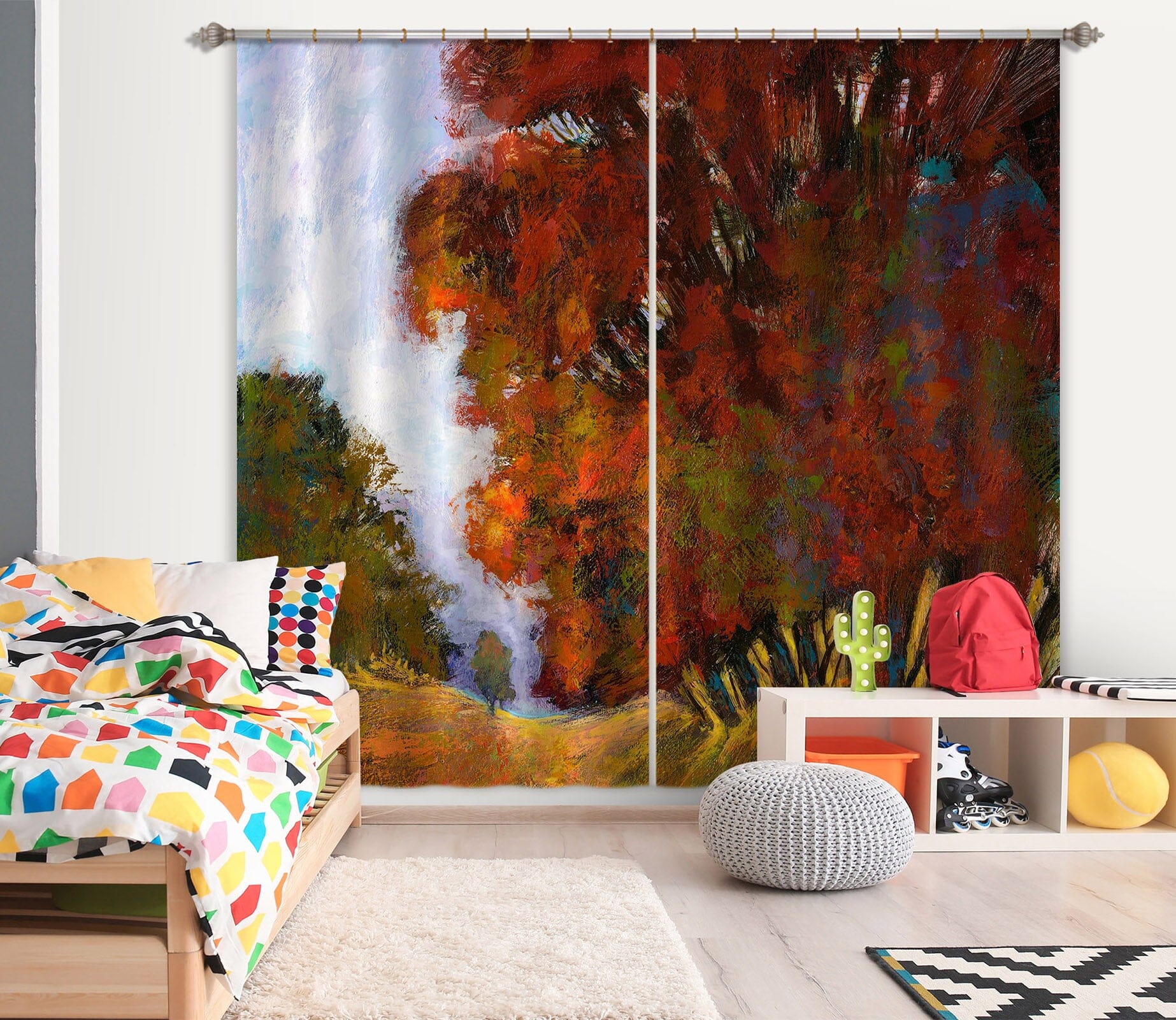 3D Red Maple Forest 212 Michael Tienhaara Curtain Curtains Drapes Curtains AJ Creativity Home 
