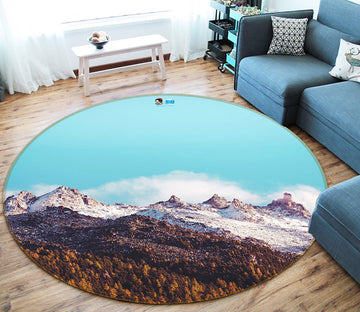 3D Snow Mountains 64092 Round Non Slip Rug Mat
