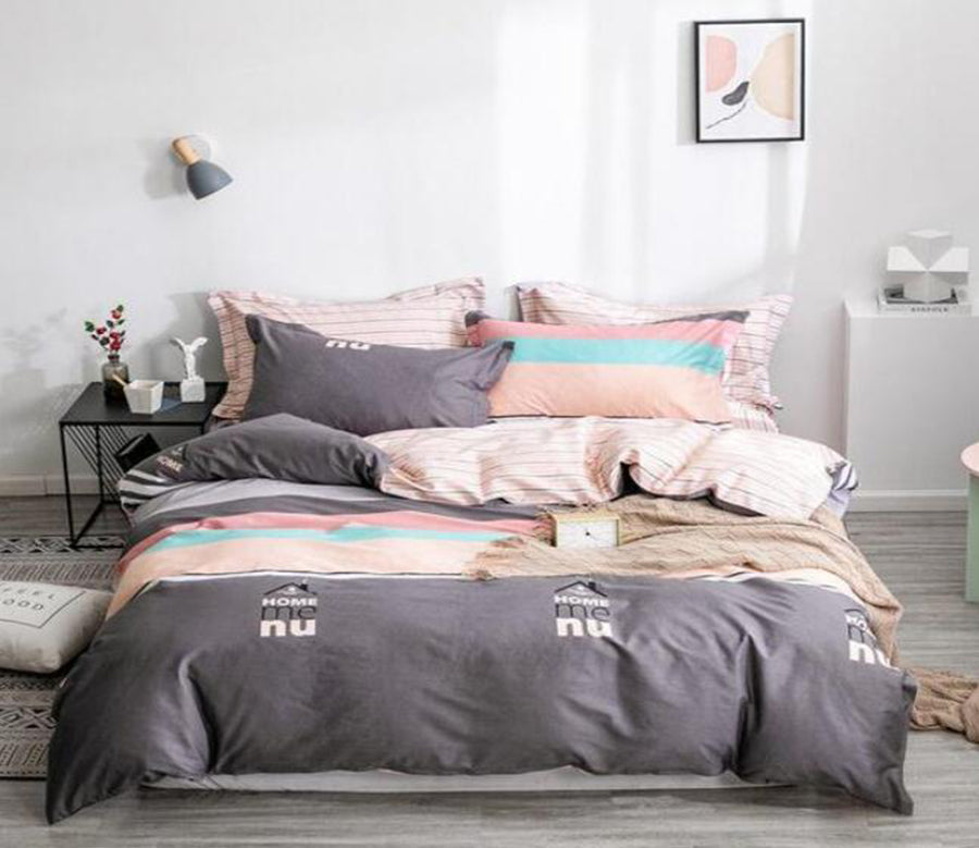 3D Brown Color Stitching 4128 Bed Pillowcases Quilt