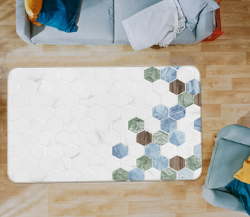 3D Hexagonal Brick Pattern 31106 Non Slip Rug Mat