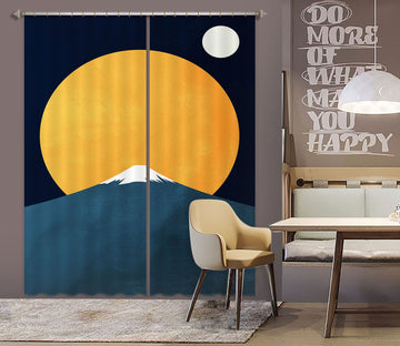 3D Yellow Moon 1053 Boris Draschoff Curtain Curtains Drapes Curtains AJ Creativity Home 