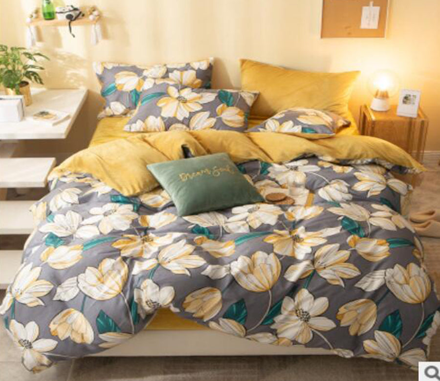 3D White Flowers 18072 Bed Pillowcases Quilt