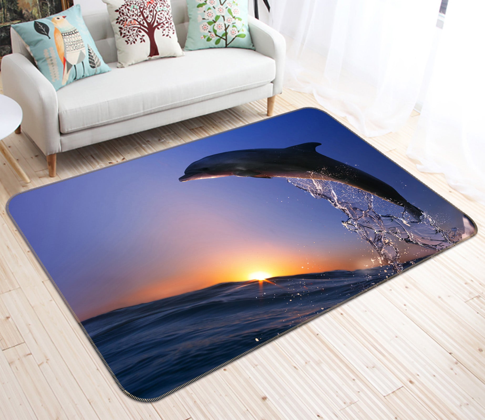 3D Dolphin Jumping 68155 Animal Non Slip Rug Mat
