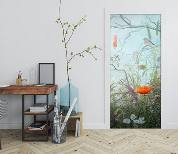 3D Flowers Grass Bird 107184 Beth Sheridan Door Mural