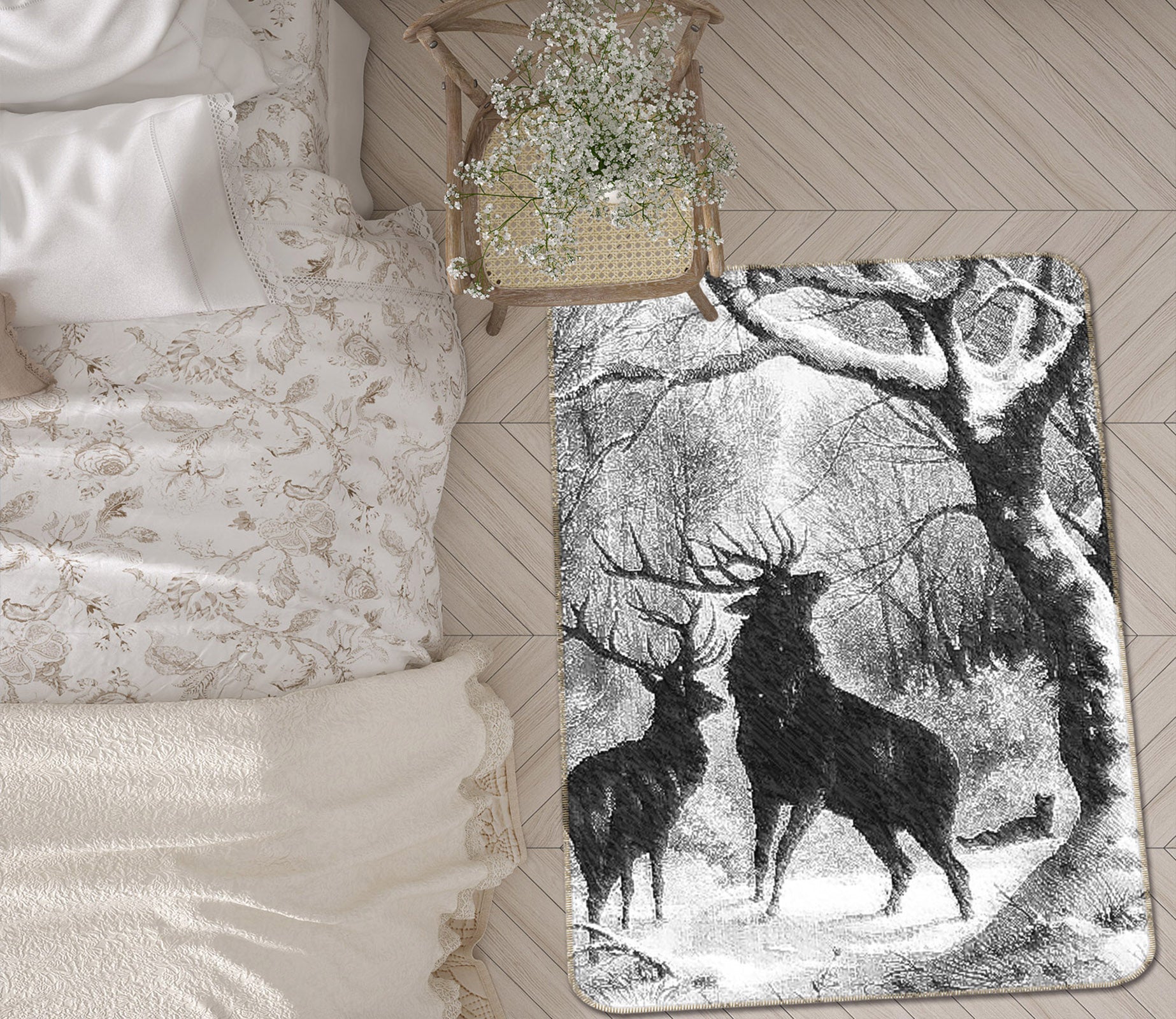 3D Black Fawn 160 Animal Non Slip Rug Mat