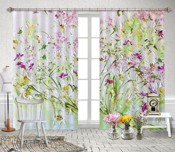 3D Watercolor Pink Flowers 2321 Skromova Marina Curtain Curtains Drapes