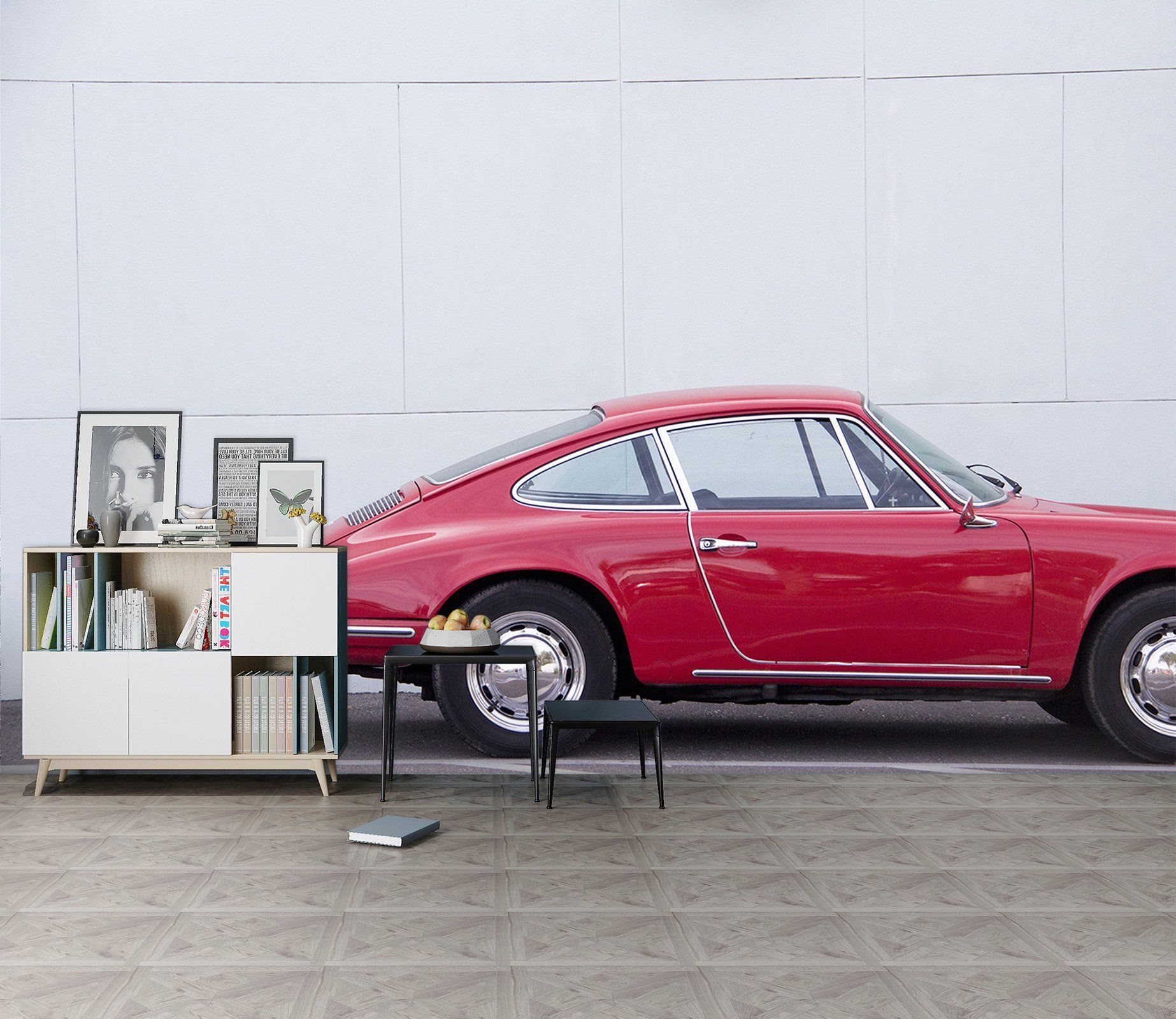 3D Red Car 936 Vehicle Wall Murals Wallpaper AJ Wallpaper 2 