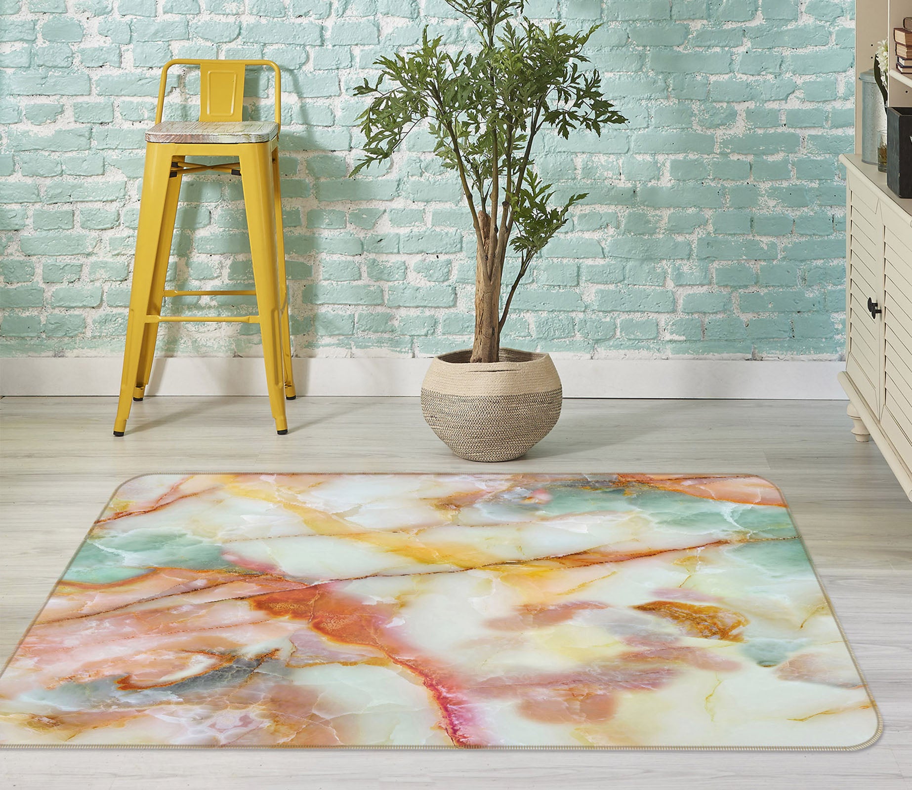 3D Marble Pattern 27119 Non Slip Rug Mat