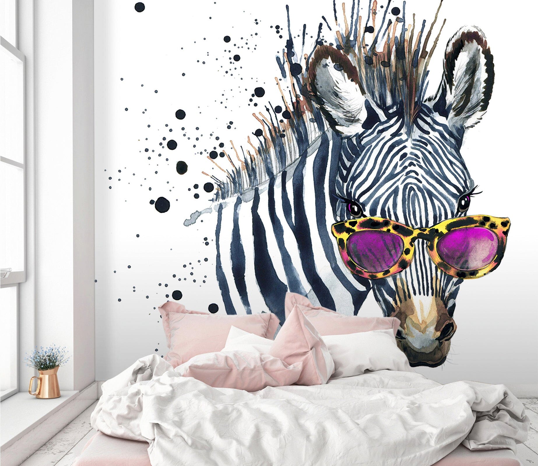 3D Zebra Sunglasses 374 Wall Murals Wallpaper AJ Wallpaper 2 