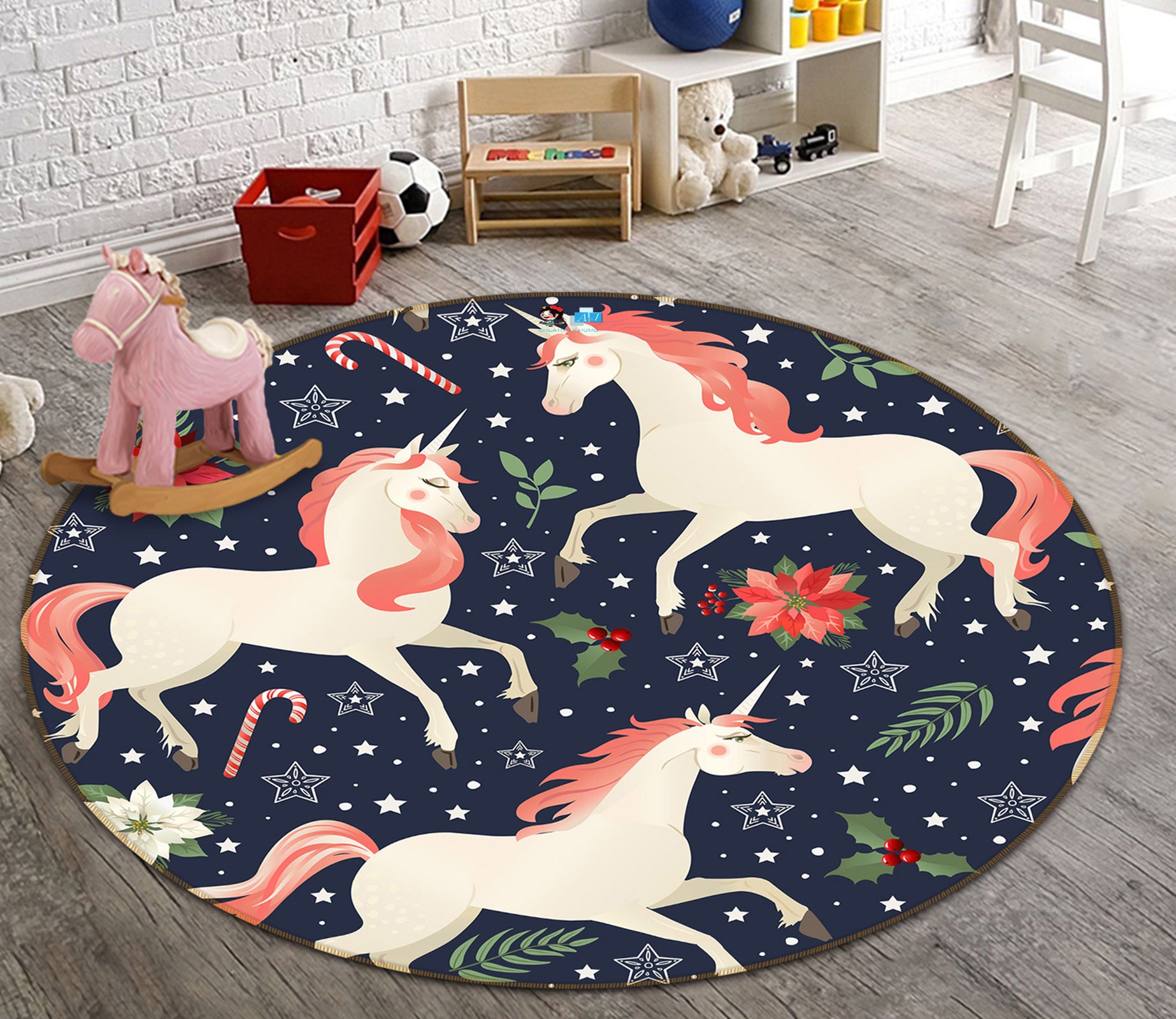 3D Unicorn 81048 Round Non Slip Rug Mat
