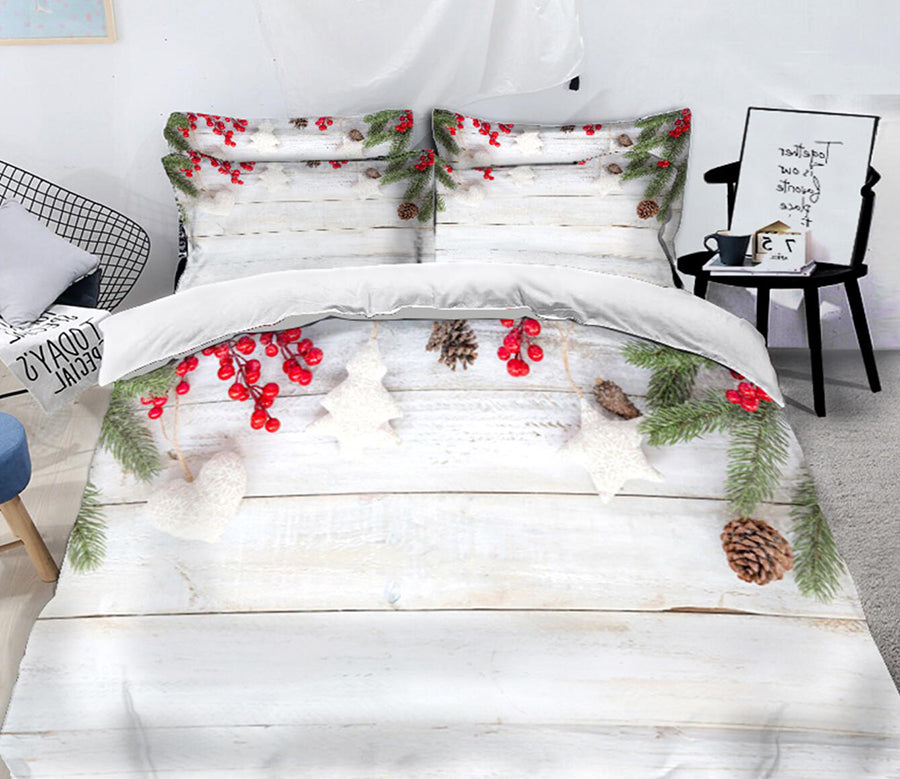 3D Pine Cones 45094 Christmas Quilt Duvet Cover Xmas Bed Pillowcases