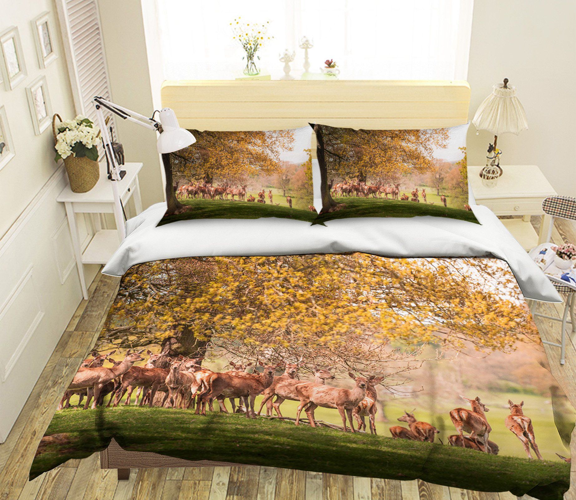 3D Forest Deer 2010 Bed Pillowcases Quilt Quiet Covers AJ Creativity Home 