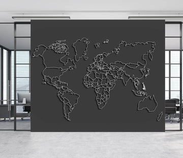 3D Black Lines 2002 World Map Wall Murals Wallpaper AJ Wallpaper 2 