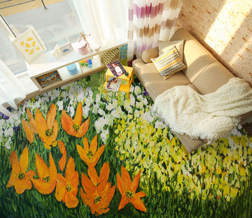 3D Yellow Orange Flowers 9644 Allan P. Friedlander Floor Mural