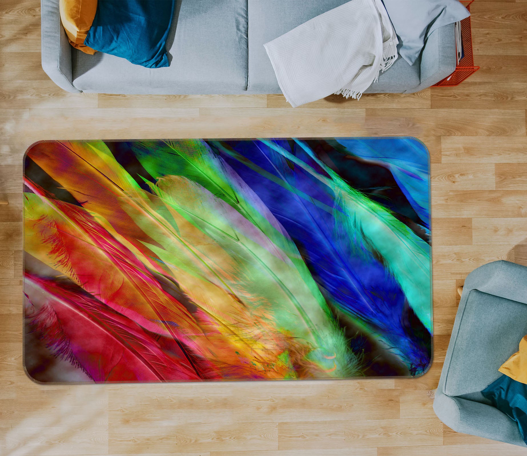 3D Colored Feathers 70041 Shandra Smith Rug Non Slip Rug Mat