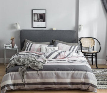 3D Grey Stripes 40135 Bed Pillowcases Quilt