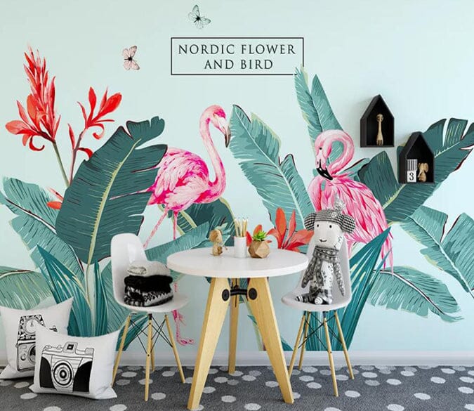 3D Pink Flamingo 1847 Wall Murals Wallpaper AJ Wallpaper 2 