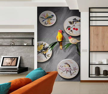 3D Magpie Plate WC852 Wall Murals