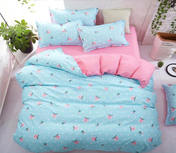 3D Light Blue 7168 Bed Pillowcases Quilt