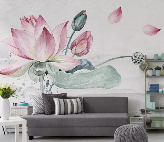 3D Lotus 020 Wall Murals Wallpaper AJ Wallpaper 2 
