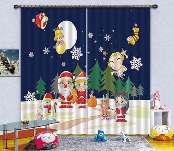 3D Snowflake Moon Horn 80 Curtains Drapes Curtains AJ Creativity Home 