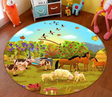 3D Farm Animals 74125 Round Non Slip Rug Mat