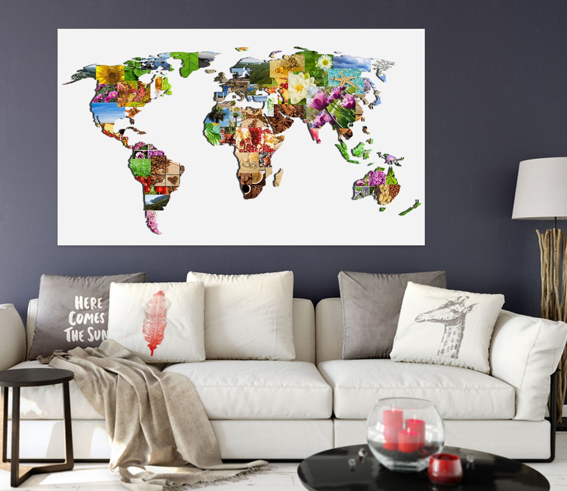 3D Color Art 137 World Map Wall Sticker Wallpaper AJ Wallpaper 2 