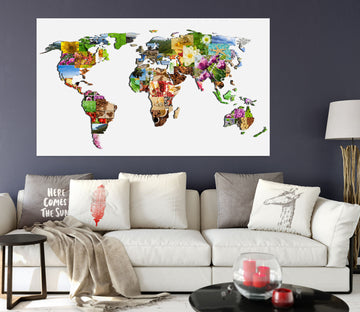 3D Color Art 137 World Map Wall Sticker