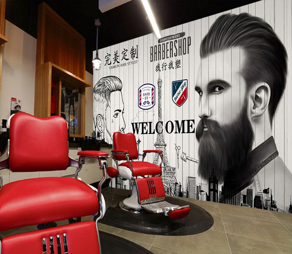 3D Signature Hairstyle 1480 Barber Shop Wall Murals Wallpaper AJ Wallpaper 2 