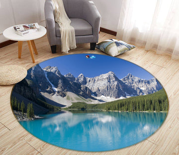 3D Mountain Lake 72255 Round Non Slip Rug Mat