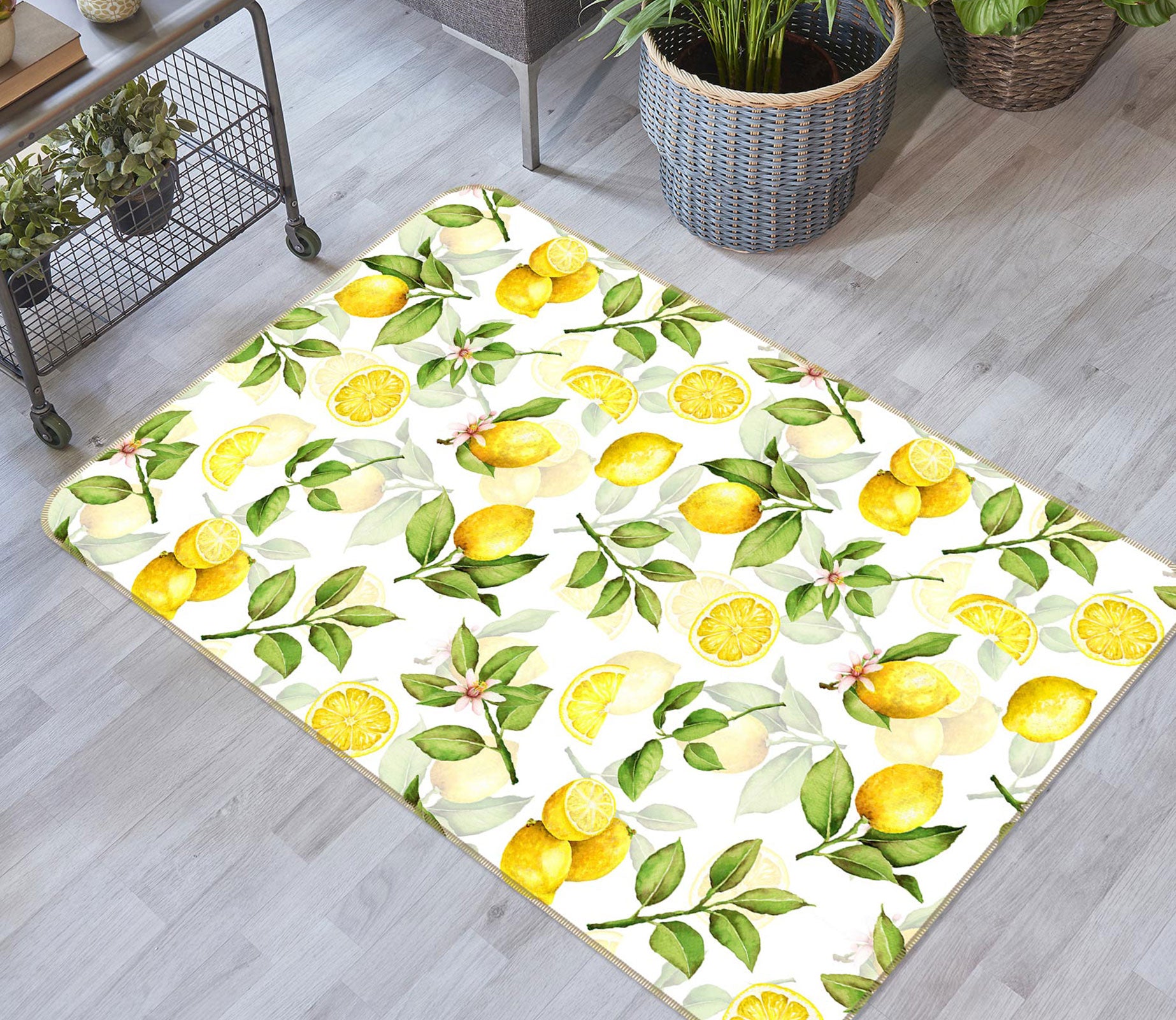 3D Lemon Fruit 158 Uta Naumann Rug Non Slip Rug Mat